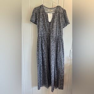 Christy Dawn Gray and White Flutter Sleeve Midi Sundress